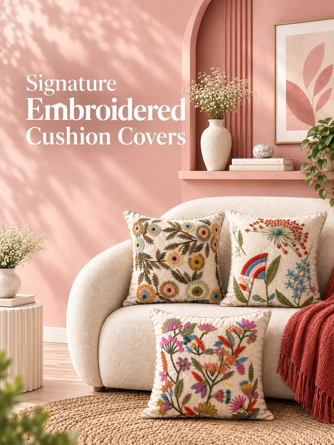 Signature Embroidered Cushion Covers