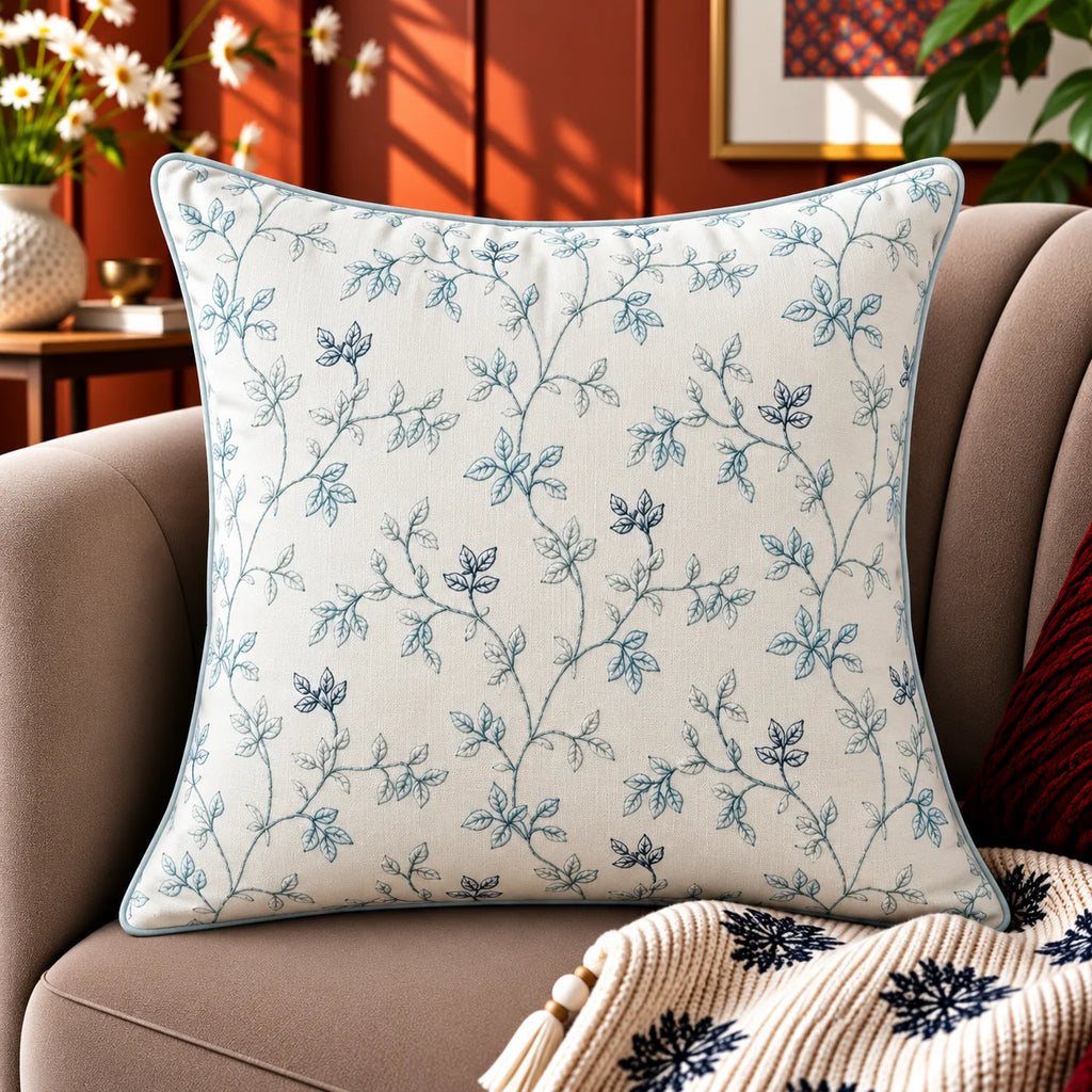Artisan Slub Embroidered Cushion Cover