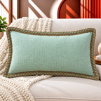 Sky Mist Jute Lace Cushion Cover