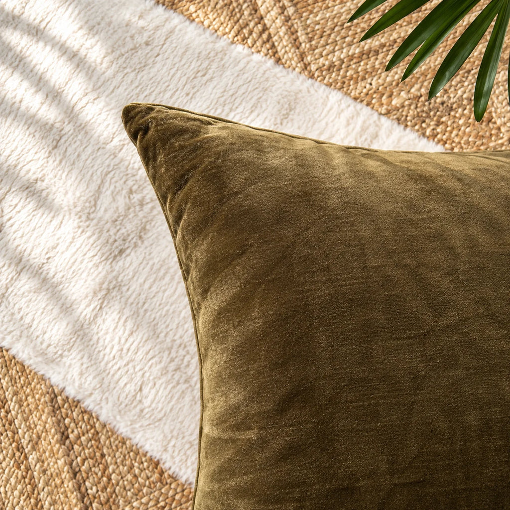 Rustic Bloom Slub Embroidered Cushion Cover