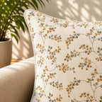Botanical Mosaic Embroidered Cushion Cover