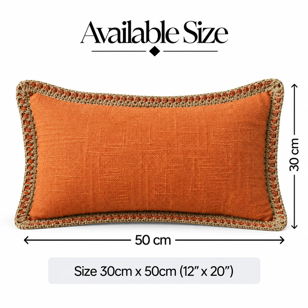 Rustic Charm Jute Lace Cushion Cover