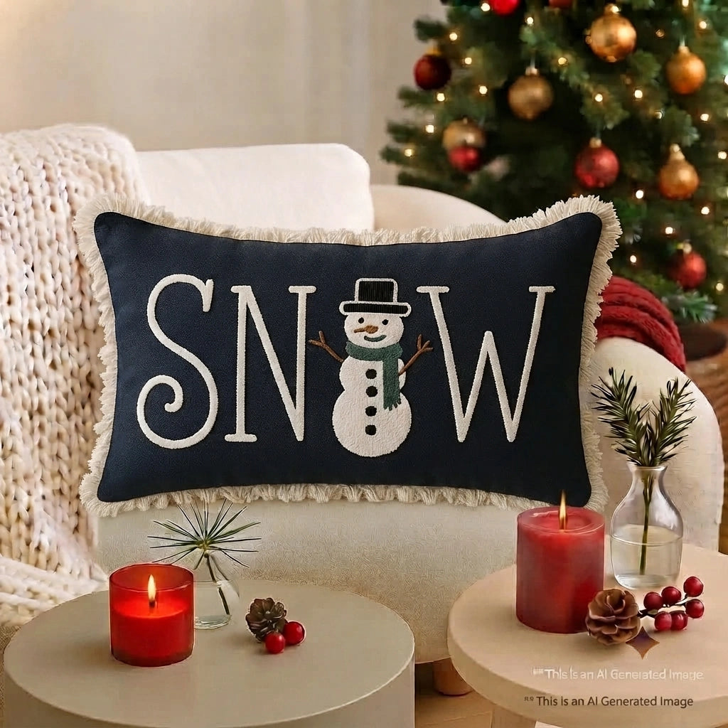 Christmas Cheer Tufted Slub Cushion Cover