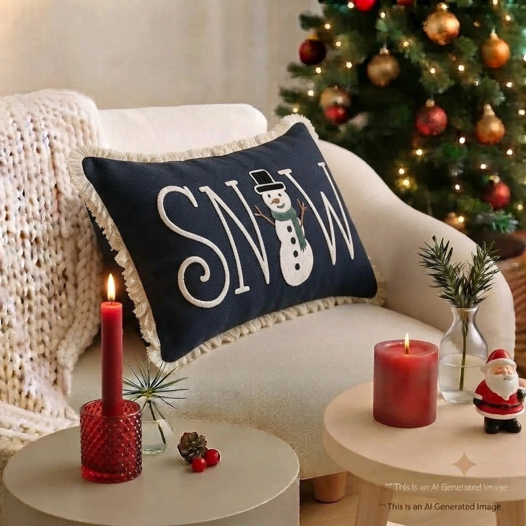 Christmas Cheer Tufted Slub Cushion Cover