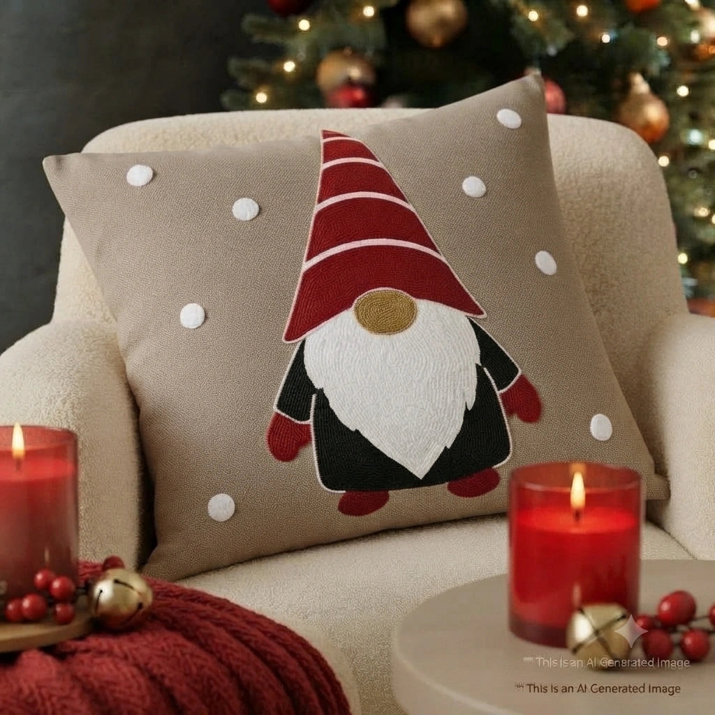 Christmas Hearth Slub Cushion Cover