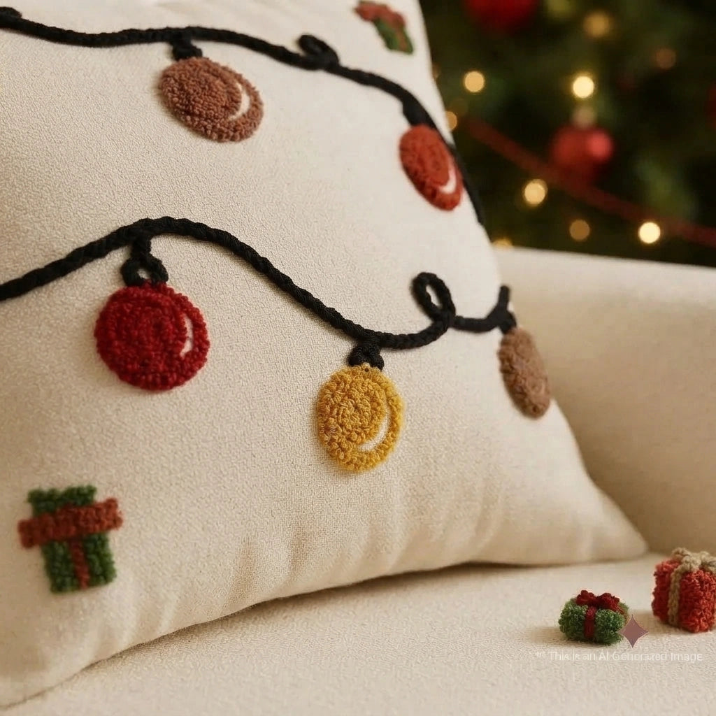 Winter Garland Slub Cushion Cover
