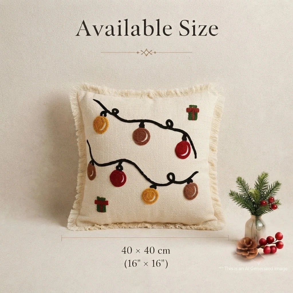 Winter Garland Slub Cushion Cover