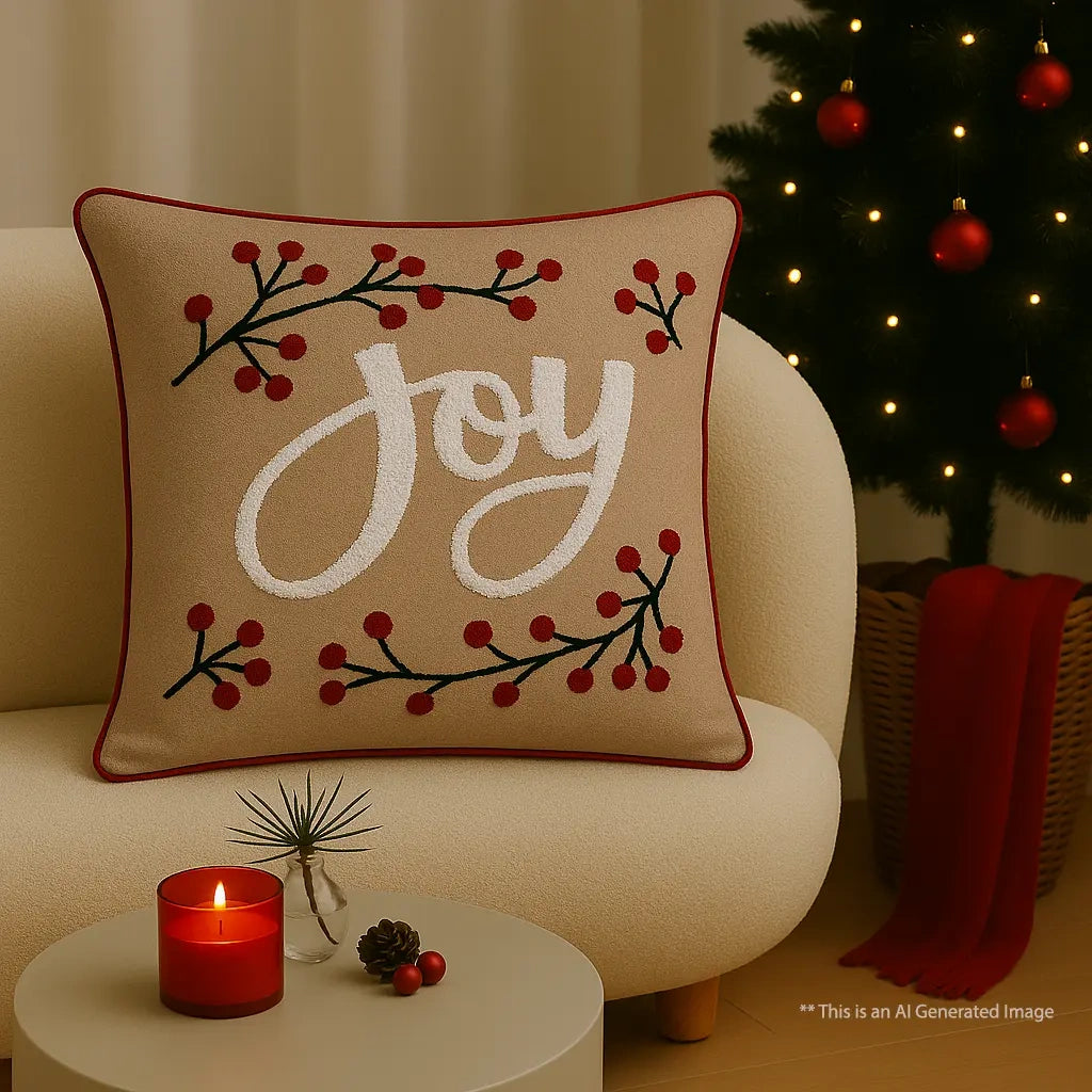 Frost & Fir Embroidered Cushion Cover