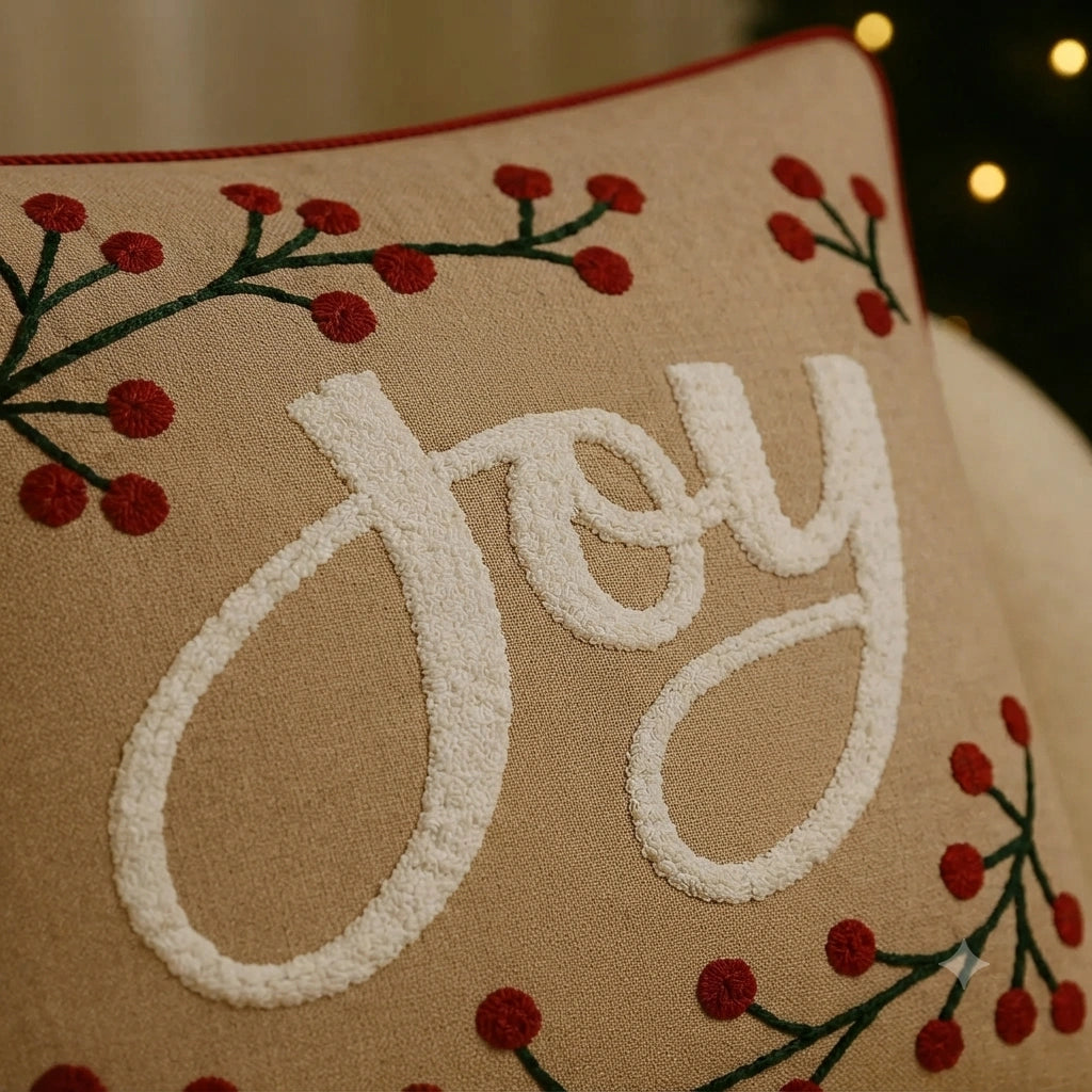 Frost & Fir Embroidered Cushion Cover