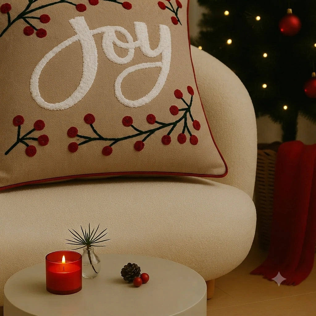 Frost & Fir Embroidered Cushion Cover