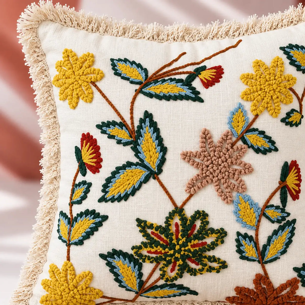 Sunpetal Embroidered Cushion Cover