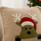 Frosted Christmas Embroidered Cushion Cover