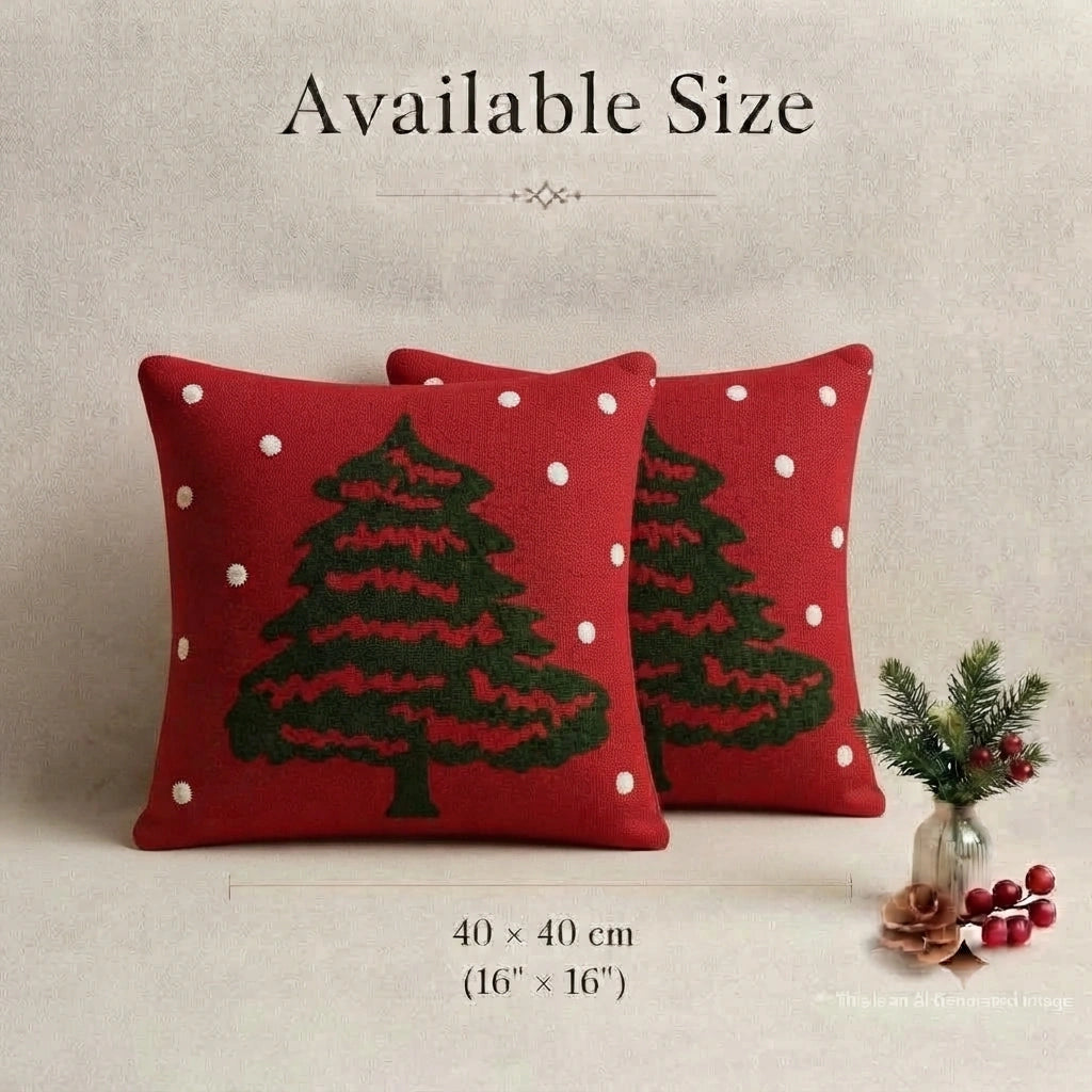 Yuletide Tree Charm Embroidered Cushion Cover