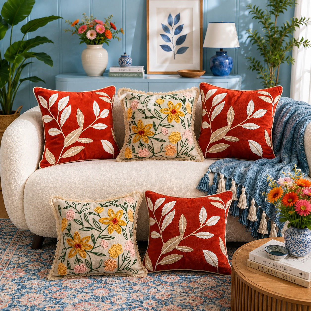 Premium Embroidered Cushion Cover Set