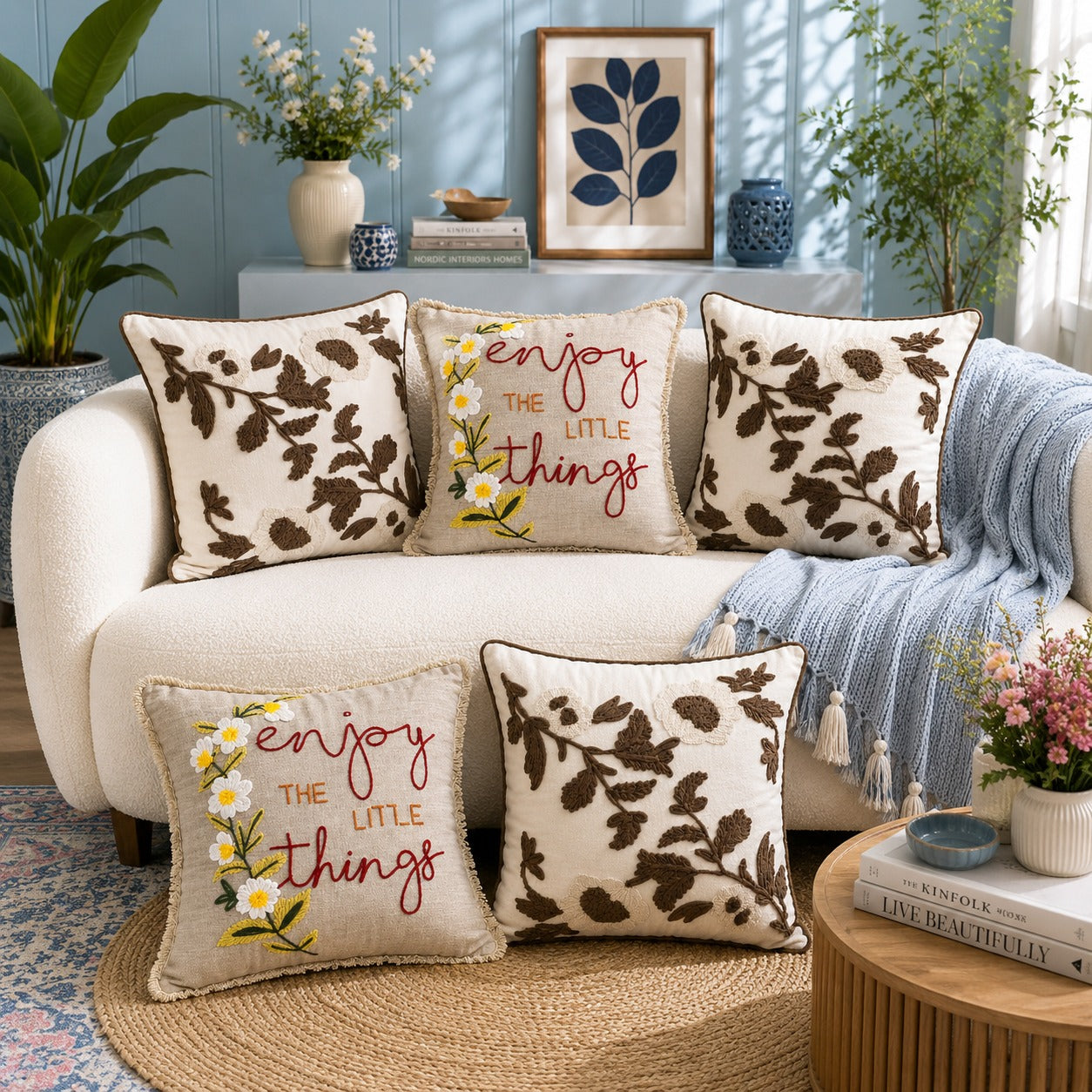 Premium Embroidered Cushion Cover Set