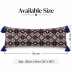 Royal Blue Jacquard Lumbar Cushion Cover