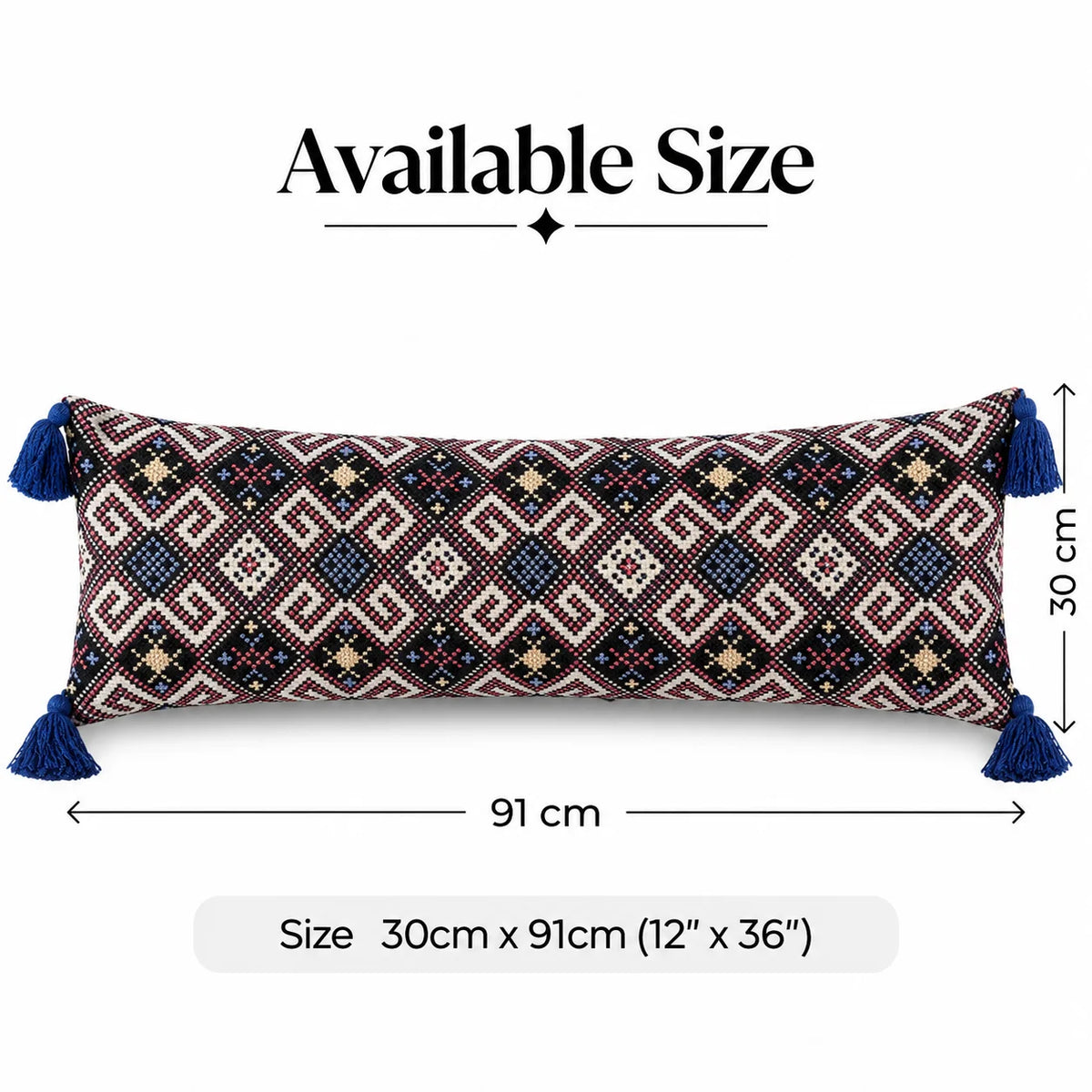 Royal Blue Jacquard Lumbar Cushion Cover