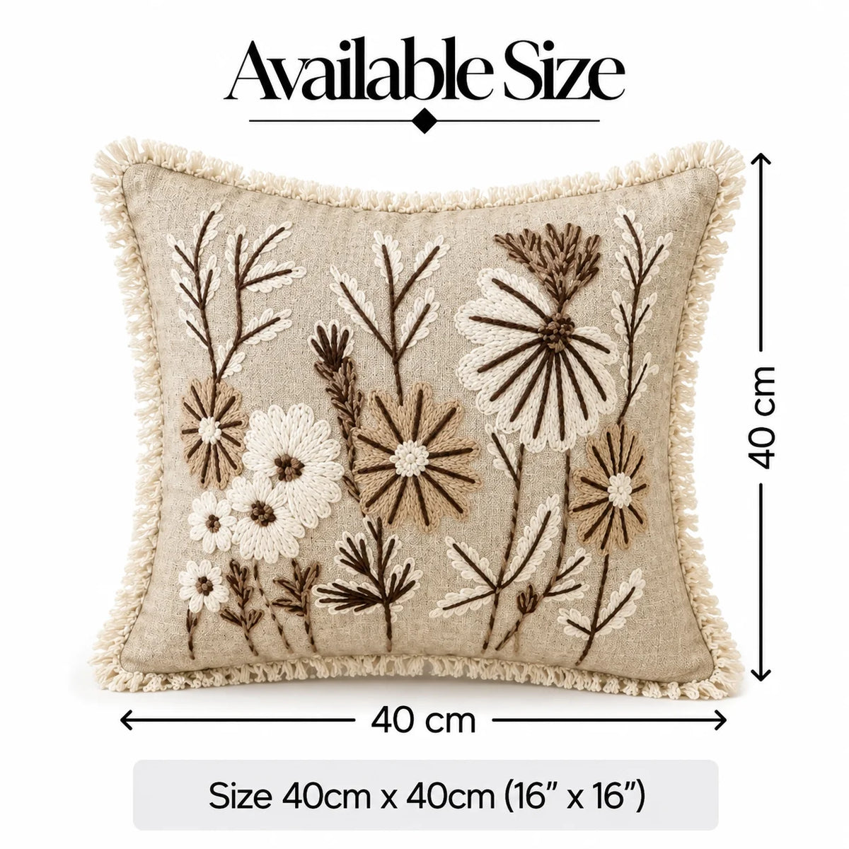 Wildflower Haven Embroidered Cushion Cover