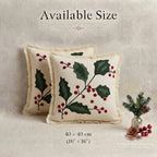 Winter Poinsettia Embroidered Cushion Cover