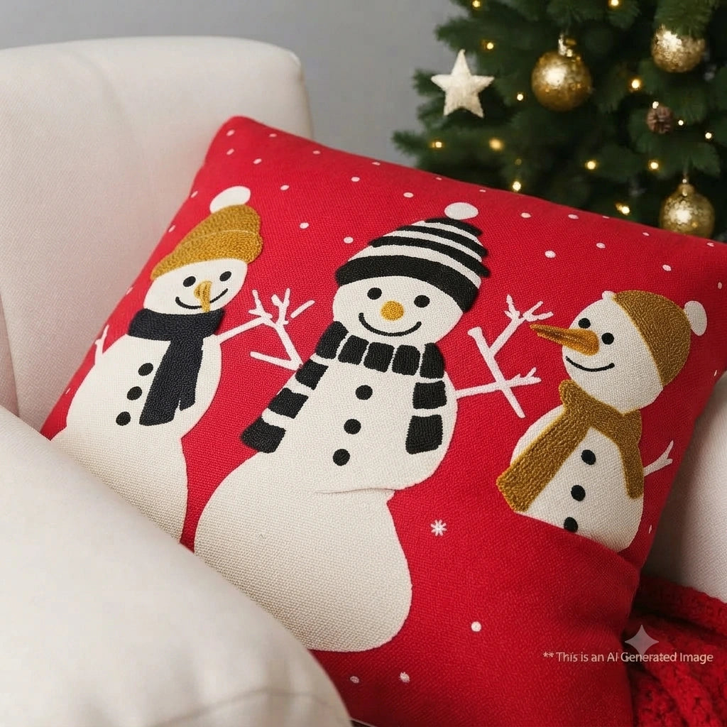 Snowman Festive Cushion Cover