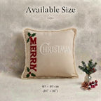 Festive Holly Embroidered Cushion Cover