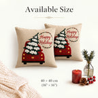 Christmas Berry Wreath Embroidered Cushion Cover