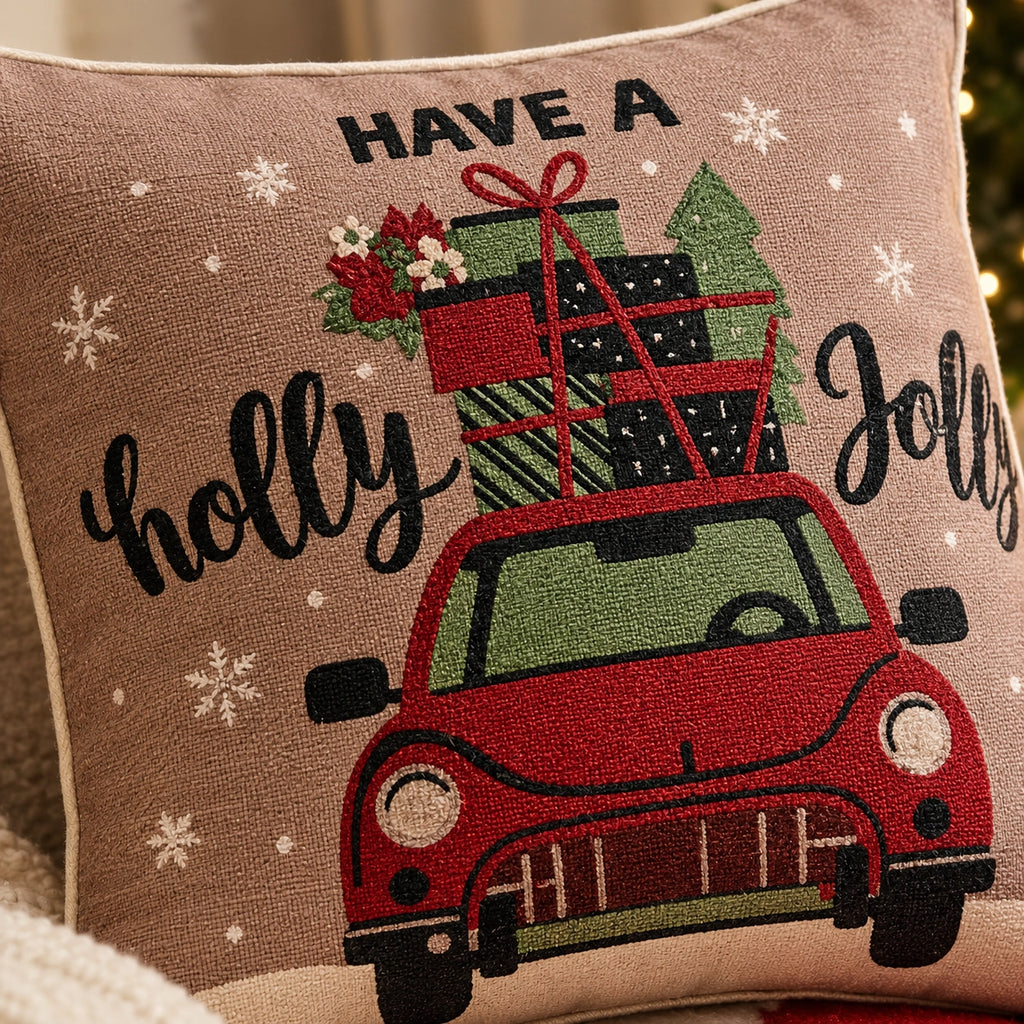 Holly Jolly Ride Cushion Cover