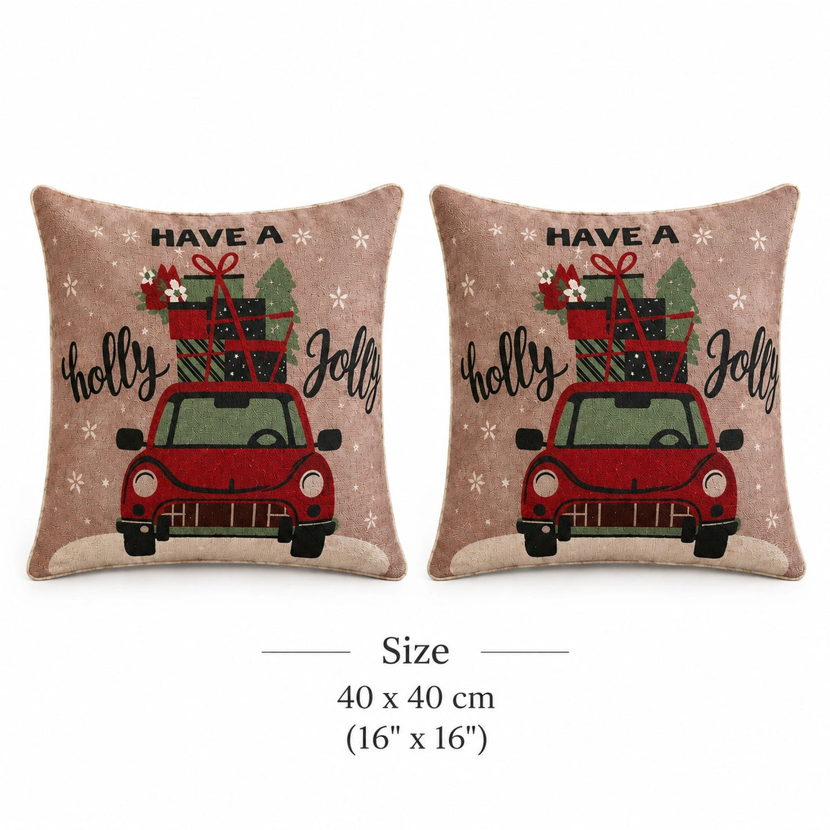 Holly Jolly Ride Cushion Cover