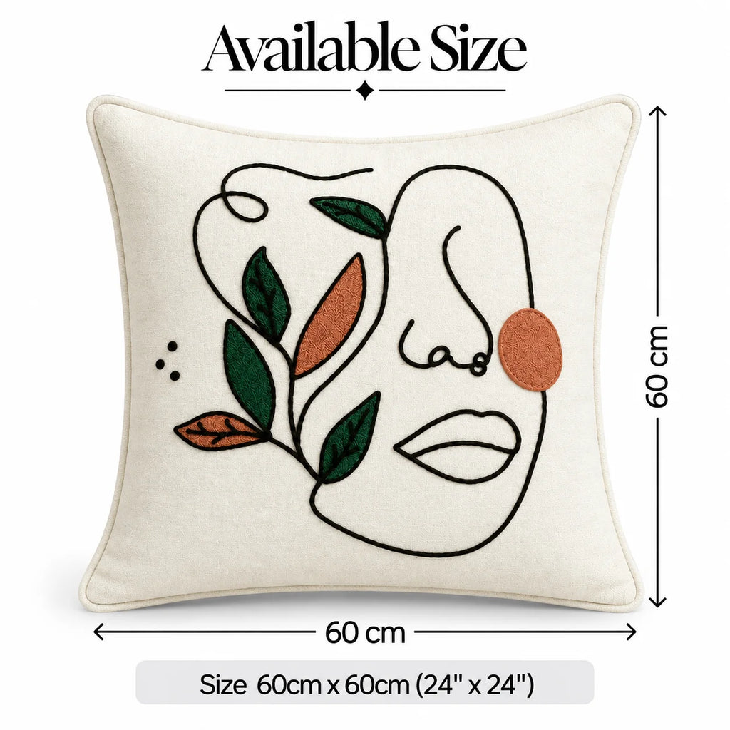 Artisan Slub Embroidered Cushion Cover