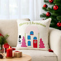 Pink Cottage Christmas Cushion Cover