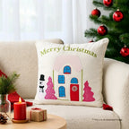 Pink Cottage Christmas Cushion Cover