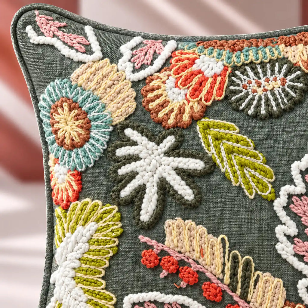 Fernmoire Embroidered Cushion Cover