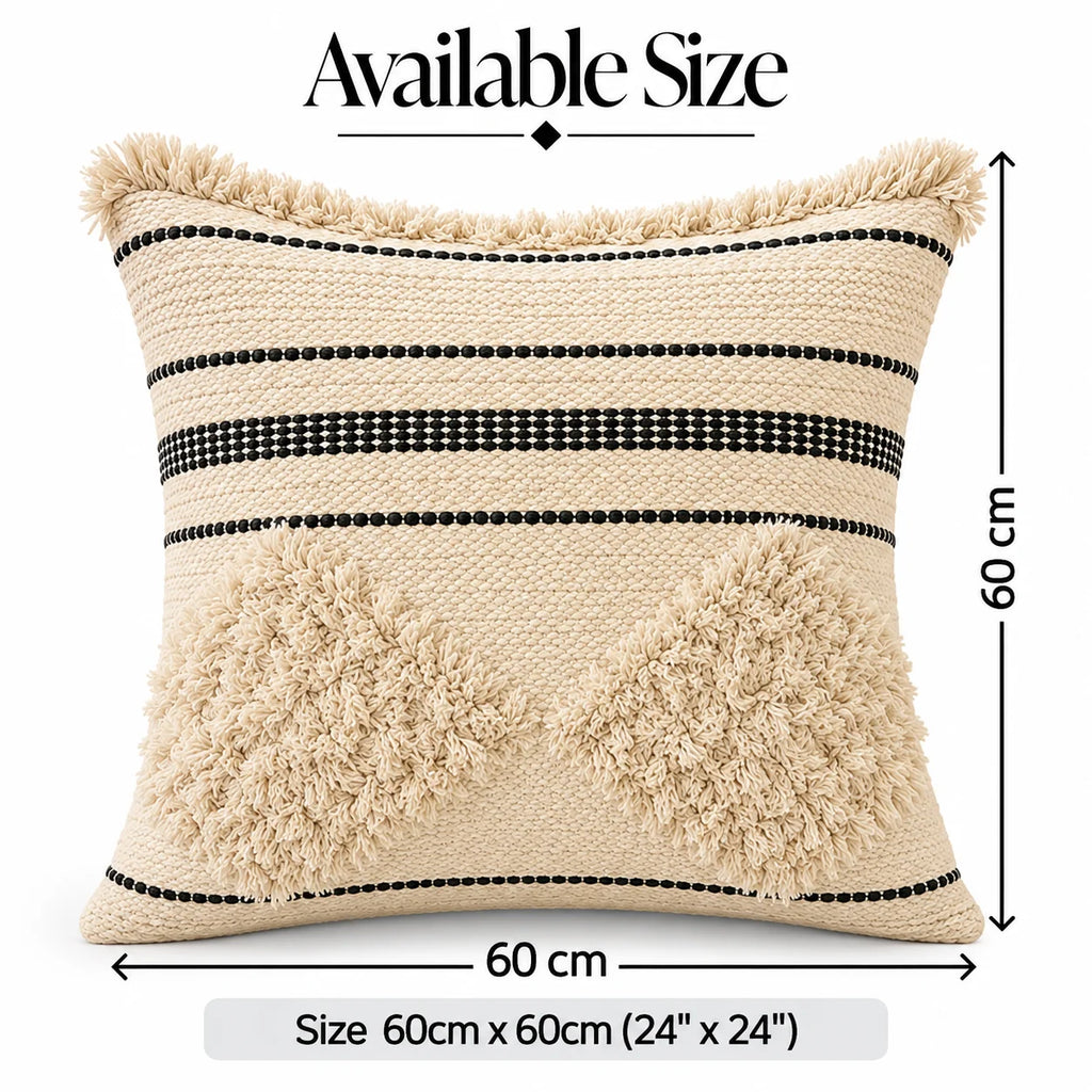 Squared Stripe Boho Cotton Cushion Cover