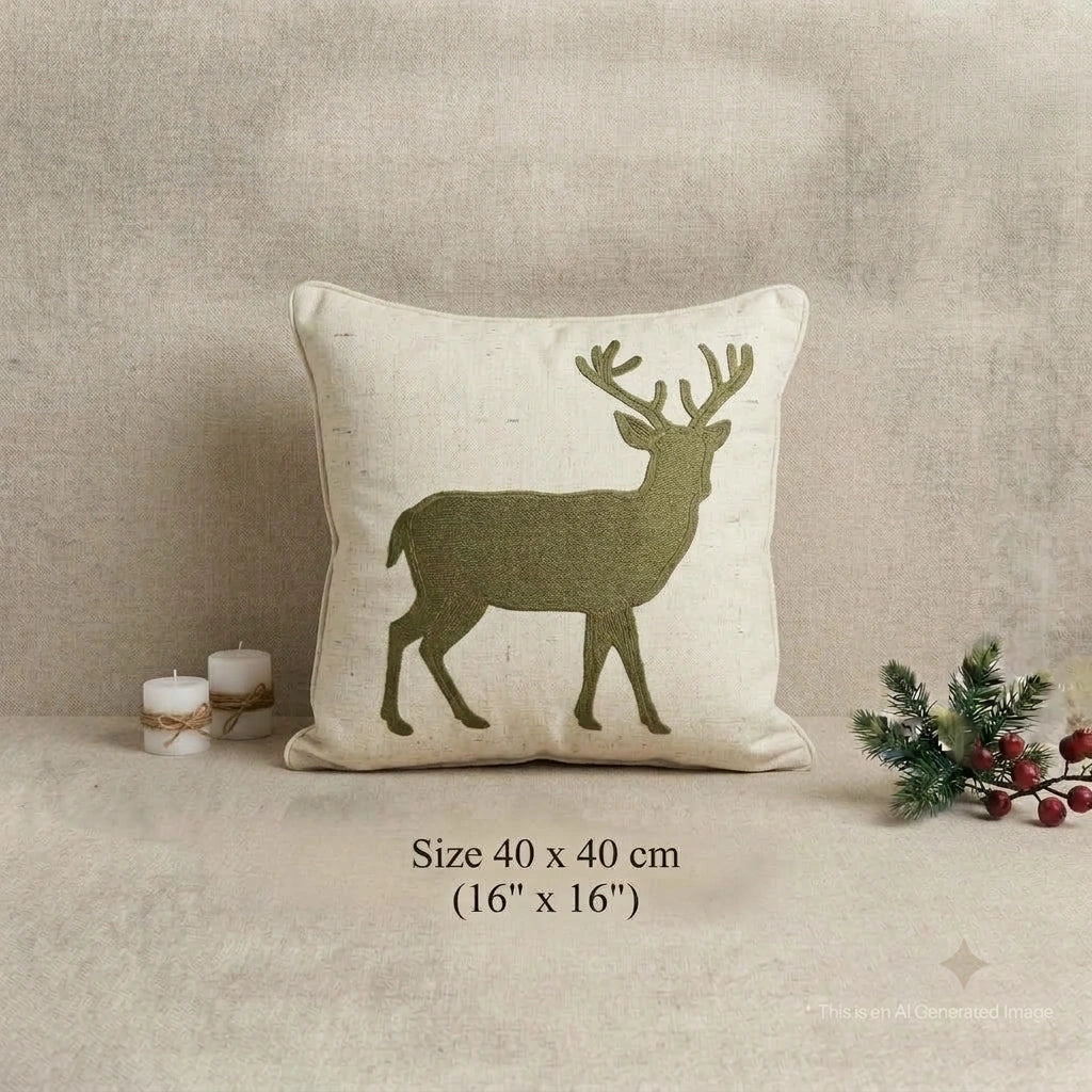 Ivory Reindeer Cushion Cover
