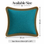 Azure Blue Jute Lace Cushion Cover