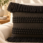 Dark Fringe Boho Lumbar Cushion Cover