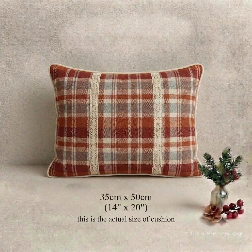 Rustic Red Plaid Cushion Cover