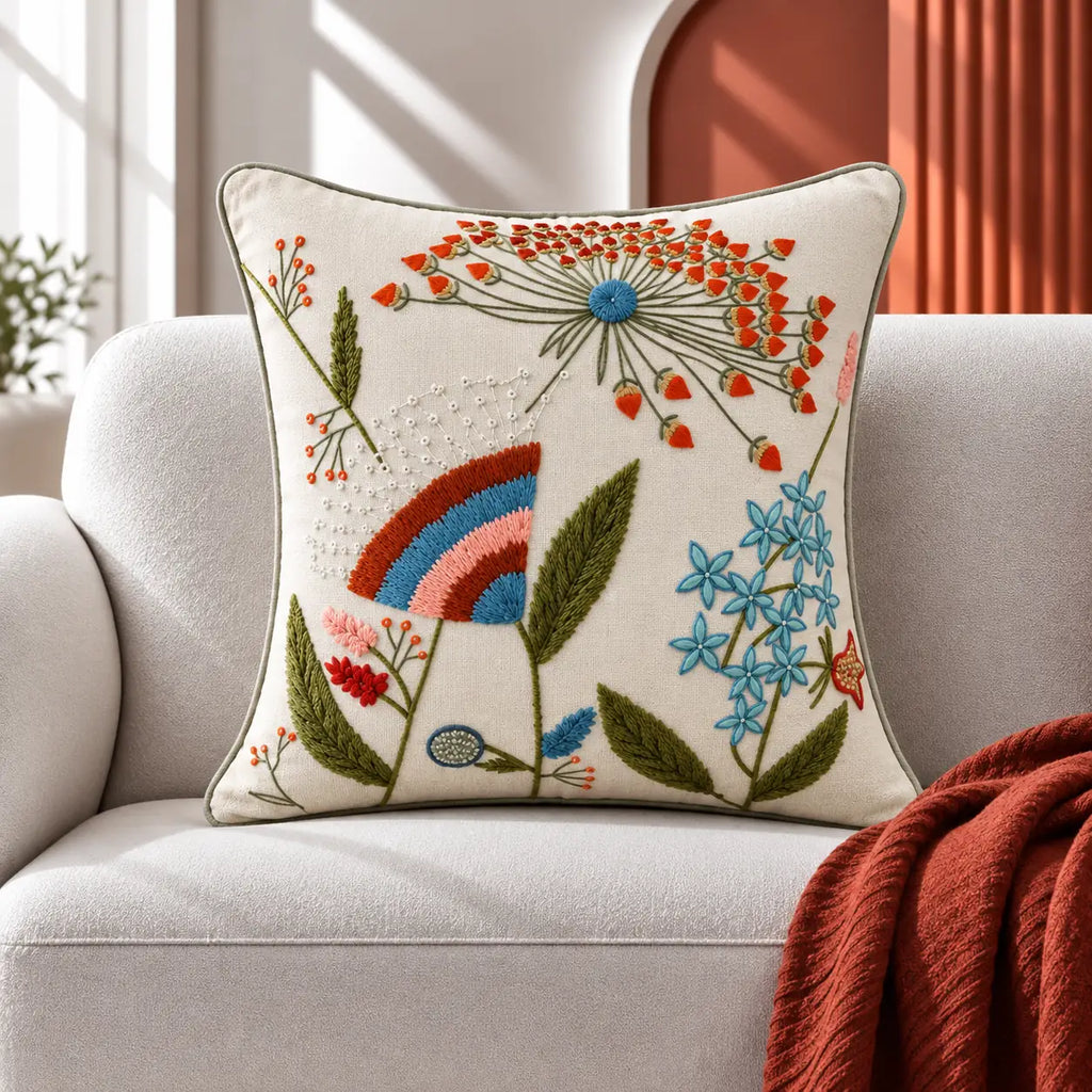 Garden Mix Embroidered Cushion Cover