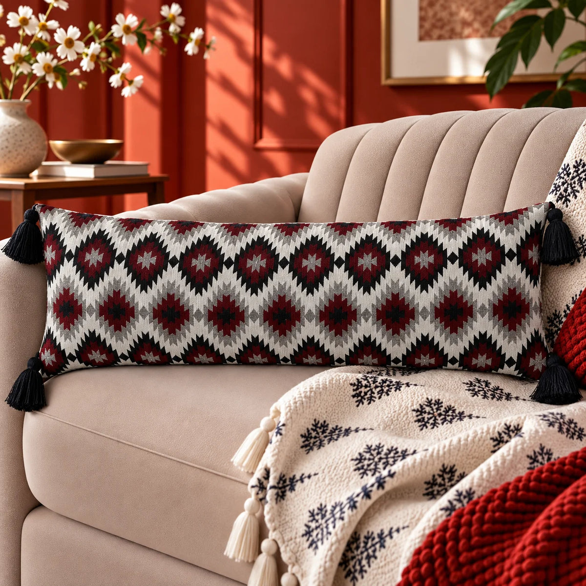 Botanical Grace Jacquard Lumbar Cushion Cove