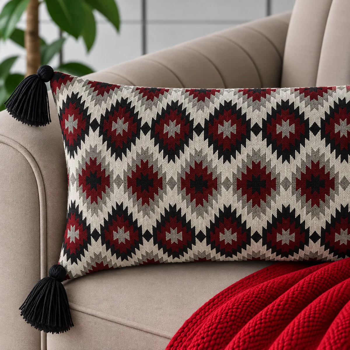 Botanical Grace Jacquard Lumbar Cushion Cove