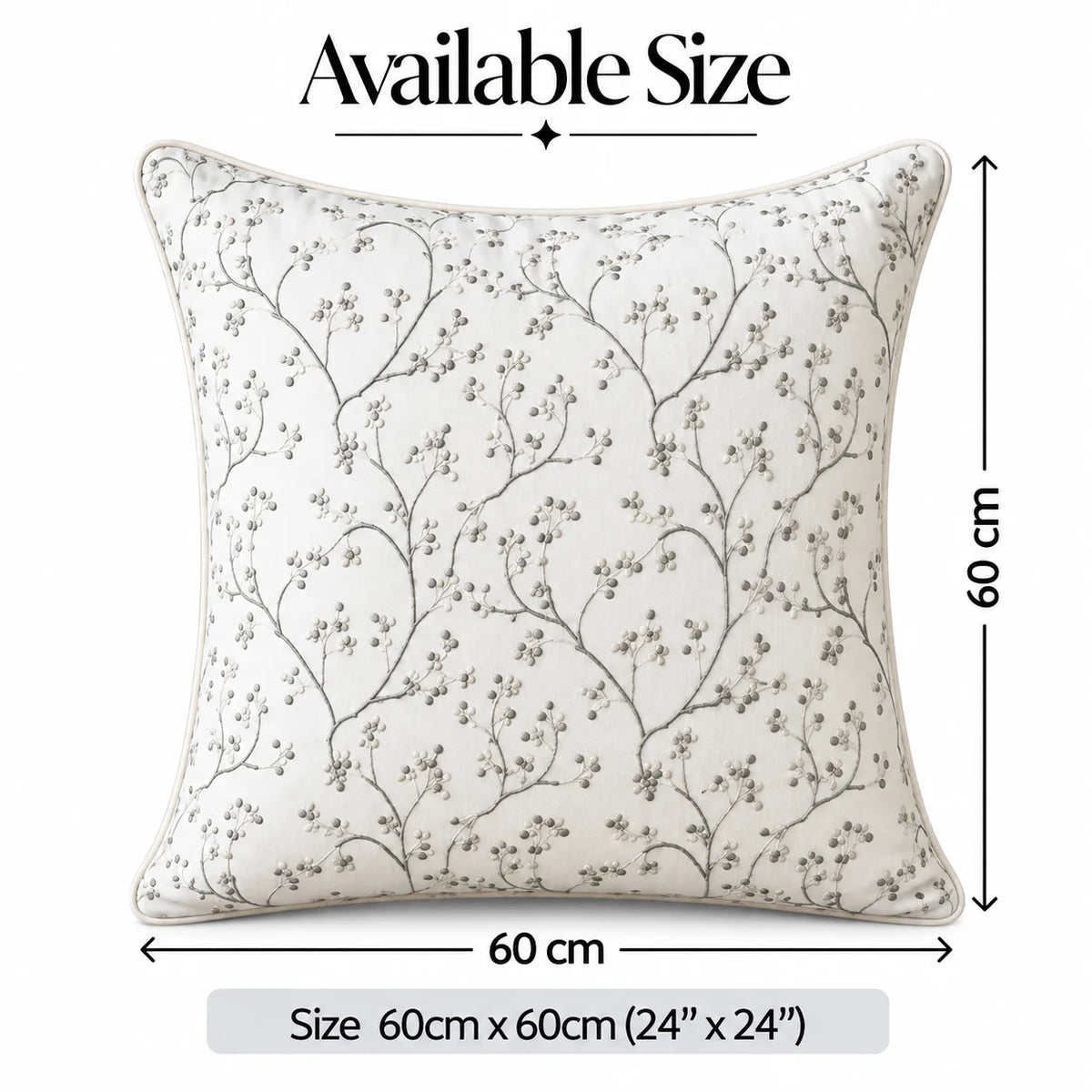 Silverberry Vine Embroidered Cushion Cover