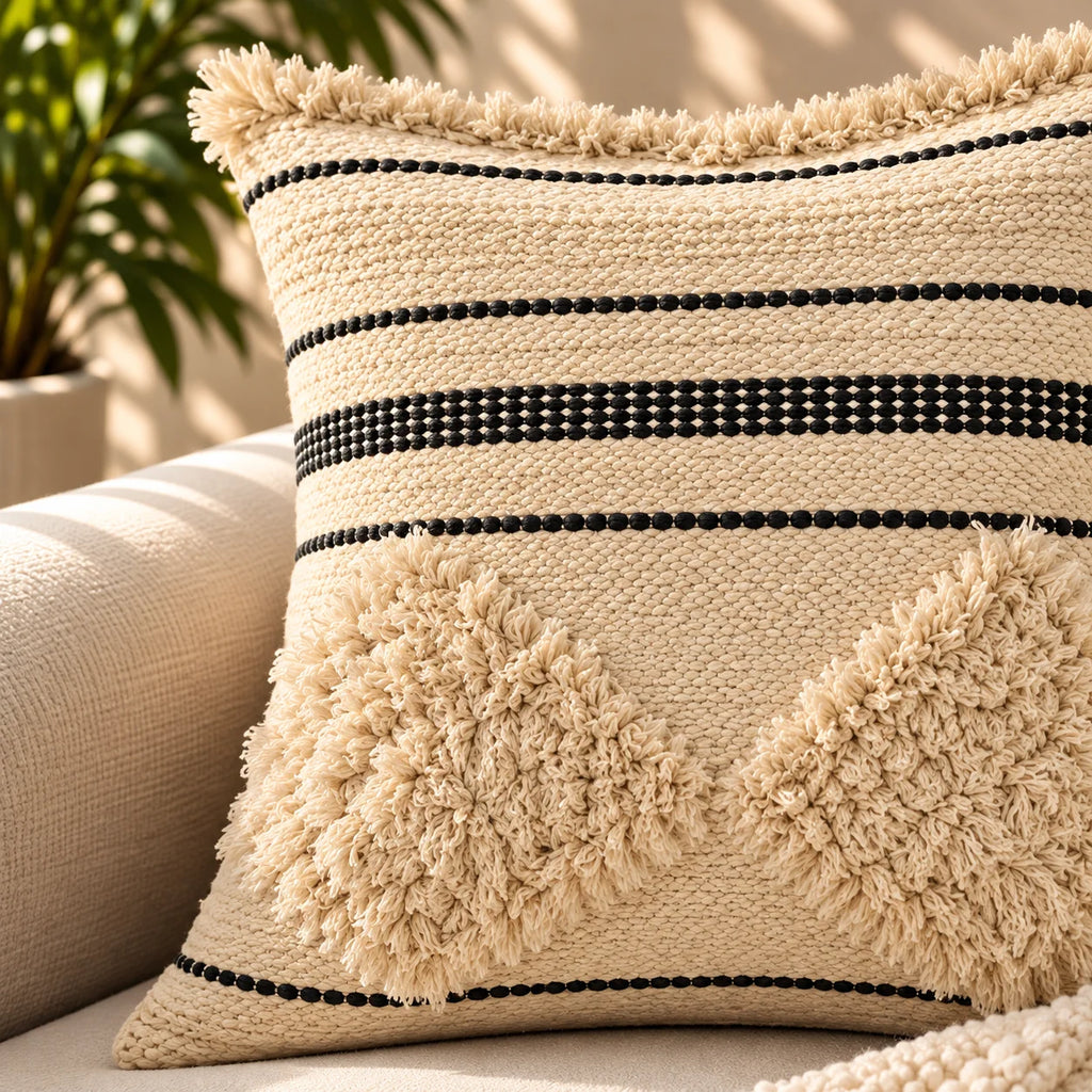 Squared Stripe Boho Cotton Cushion Cover