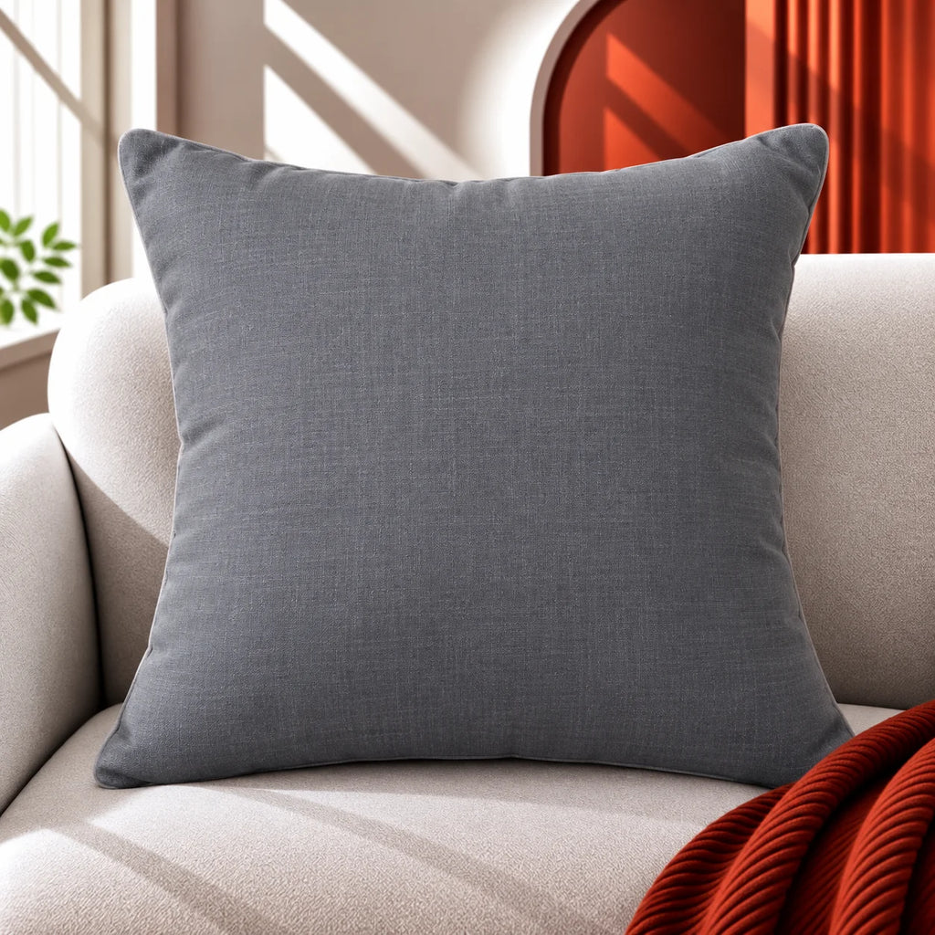 Ivory Garden Slub Embroidered Cushion Cover
