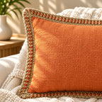 Rustic Charm Jute Lace Cushion Cover