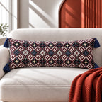 Royal Blue Jacquard Lumbar Cushion Cover