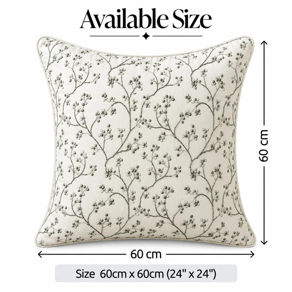 Botanical Tapestry Embroidered Cushion Cover