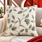 Willow Leaves Embroidered Cushion Cover