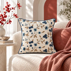 Blue Vine Embroidered Cushion Cover