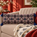 Royal Blue Jacquard Lumbar Cushion Cover