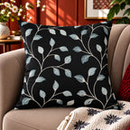 Botanical Stitch Slub Embroidered Cushion Cover
